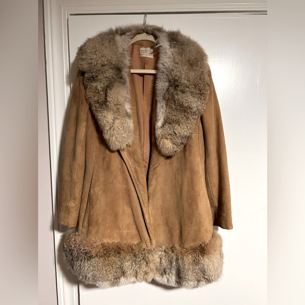 Vintage suede and fur jacket by Suzette International.